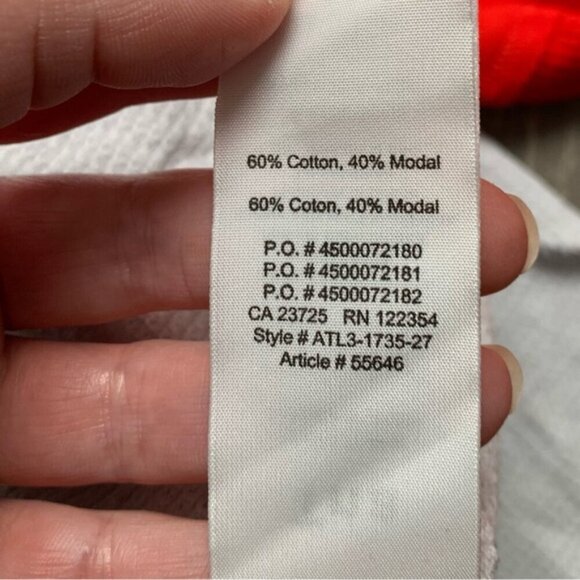 TNA Aritzia Baseball Henley T-shirt Top Waffle knit 3/4 length sleeve Red Size S - Picture 12 of 16